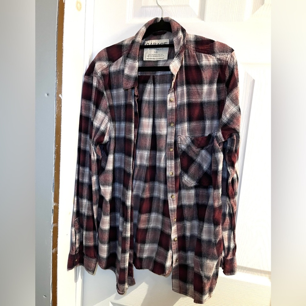 Garage Red and Black Plaid Casual Flannel shirt - Picture 1 of 3